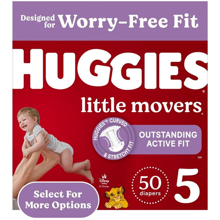 Huggies Little Movers Baby Diapers, Size 5 (27+ lbs), 50 Ct_1