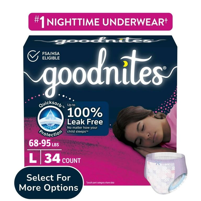 Goodnites Bedwetting Underwear for Girls, L (68-95 lbs), 34 Ct_1