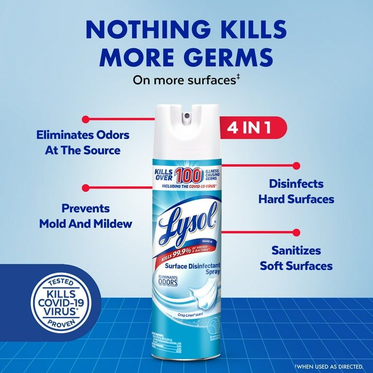 Lysol Disinfectant Sanitizing Antibacterial Spray, Deodorizing, Crisp Linen, 19 fl oz_1