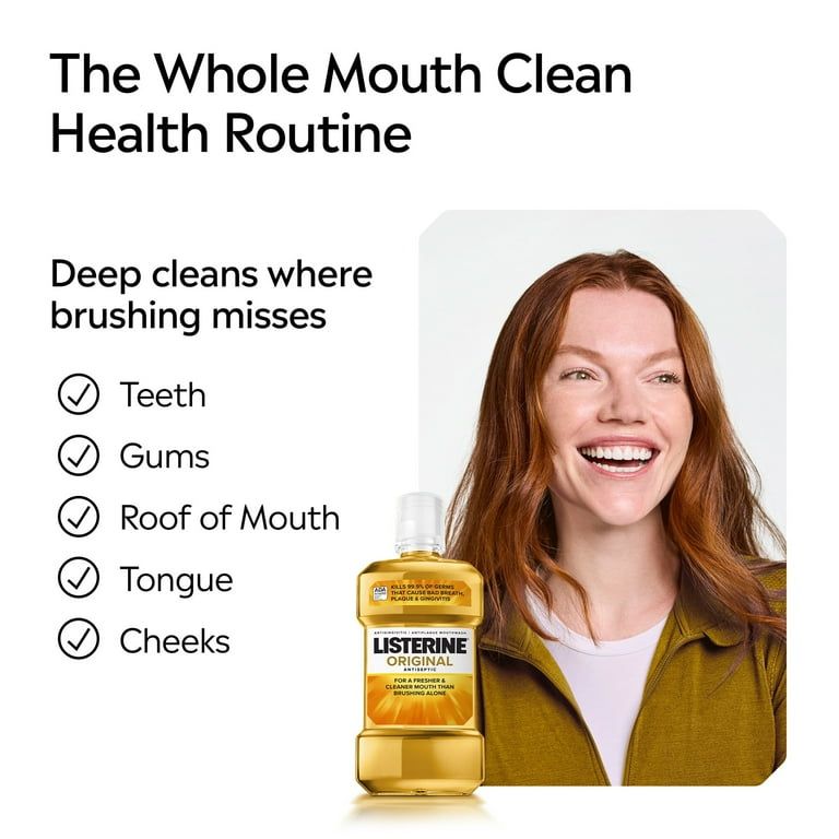 Listerine Original Antiseptic Mouthwash for Bad Breath & Plaque Oral Care, 1 L_4