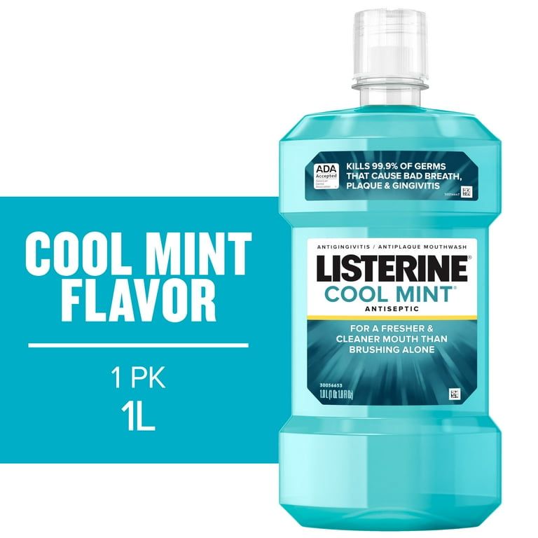 Listerine Cool Mint Antiseptic Mouthwash, For Bad Breath & Plaque Oral Care, 1 L_0
