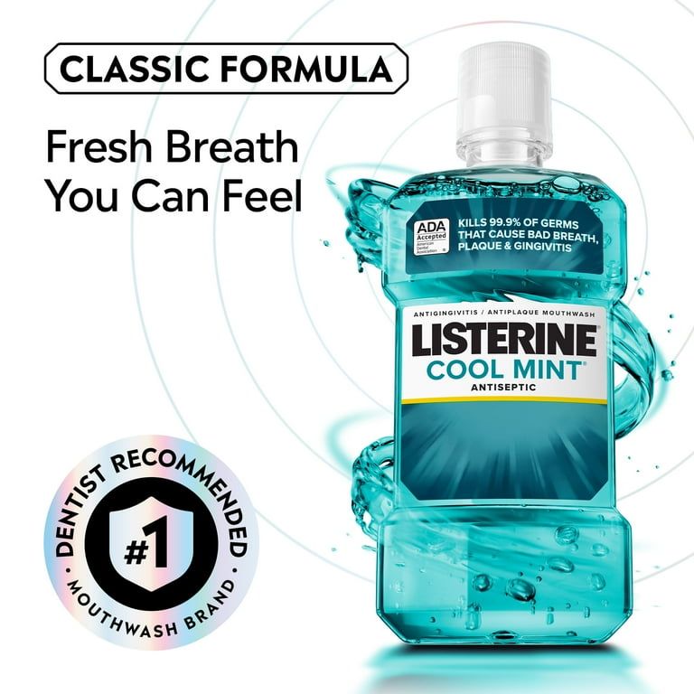 Listerine Cool Mint Antiseptic Mouthwash, For Bad Breath & Plaque Oral Care, 1 L_1