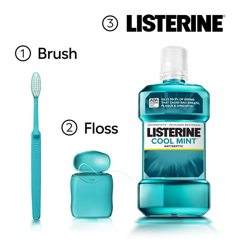 Listerine Cool Mint Antiseptic Mouthwash, For Bad Breath & Plaque Oral Care, 1 L_5