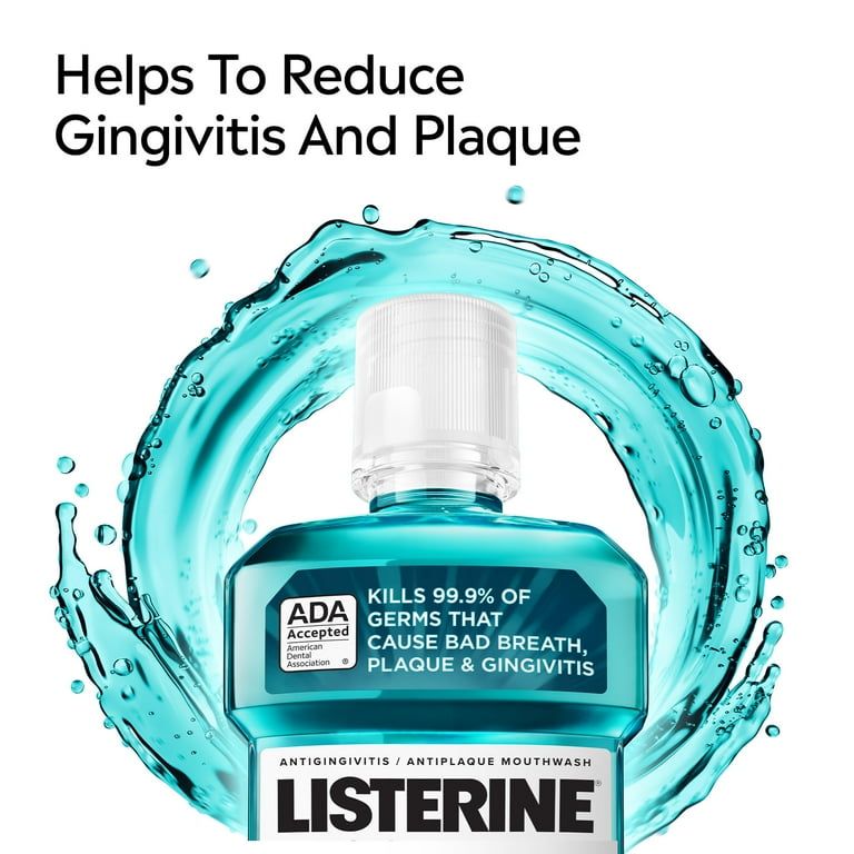 Listerine Cool Mint Antiseptic Mouthwash, For Bad Breath & Plaque Oral Care, 1 L_2