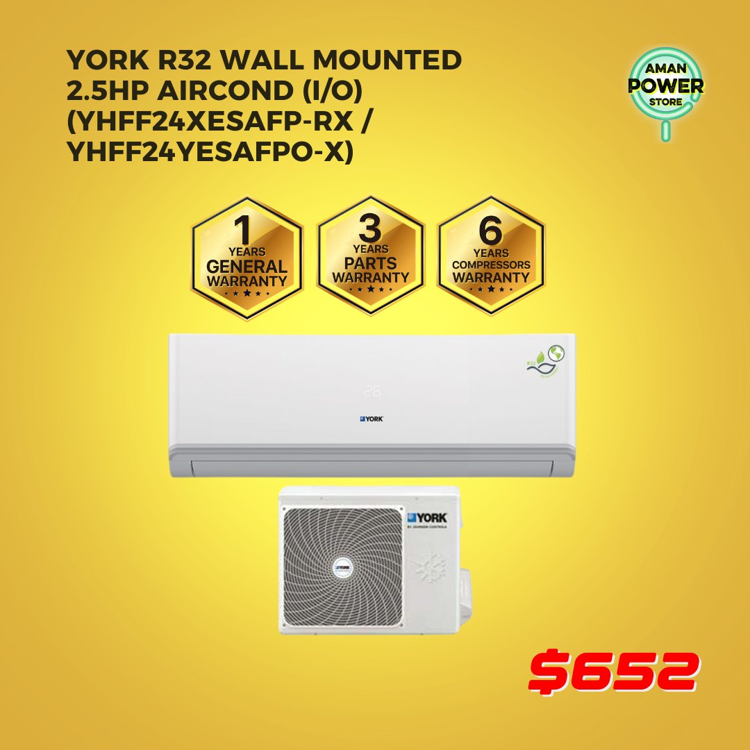 YORK R32 WALL MOUNTED 2.5HP AIRCOND (I/O) (YHFF24XESAFP-RX / YHFF24YESAFPO-X)_0