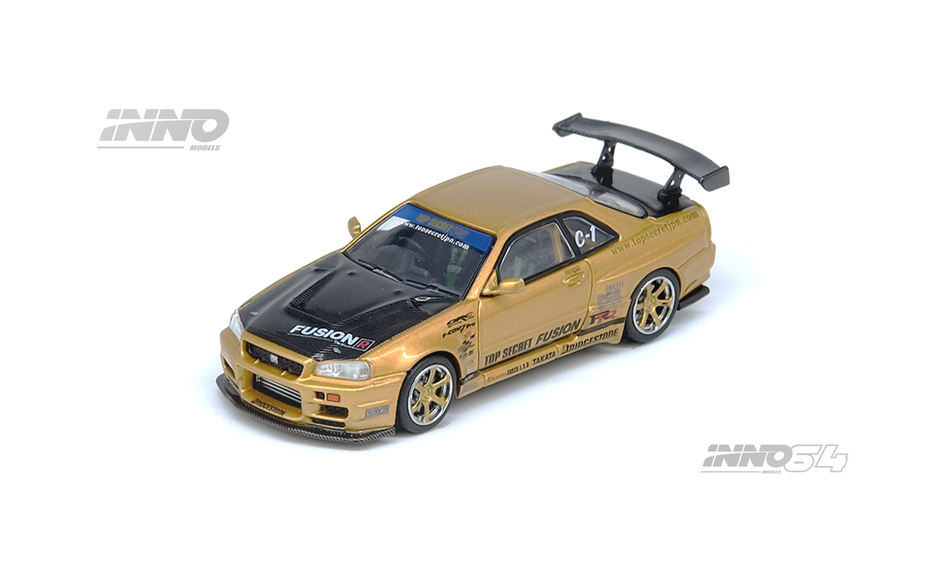 INNO MODEL 1/64 NISSAN SKYLINE R34 TOP SECRET GOLD_2