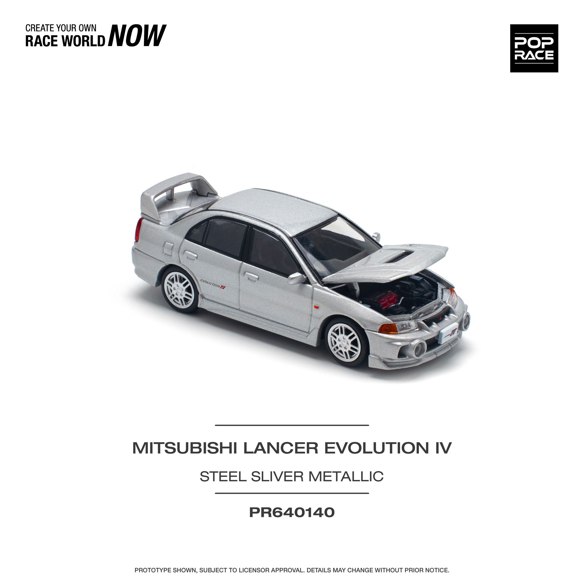 POP RACE MODEL 1/64 MITSUBISHI LANCER EVO 4 - STEEL SILVER_9