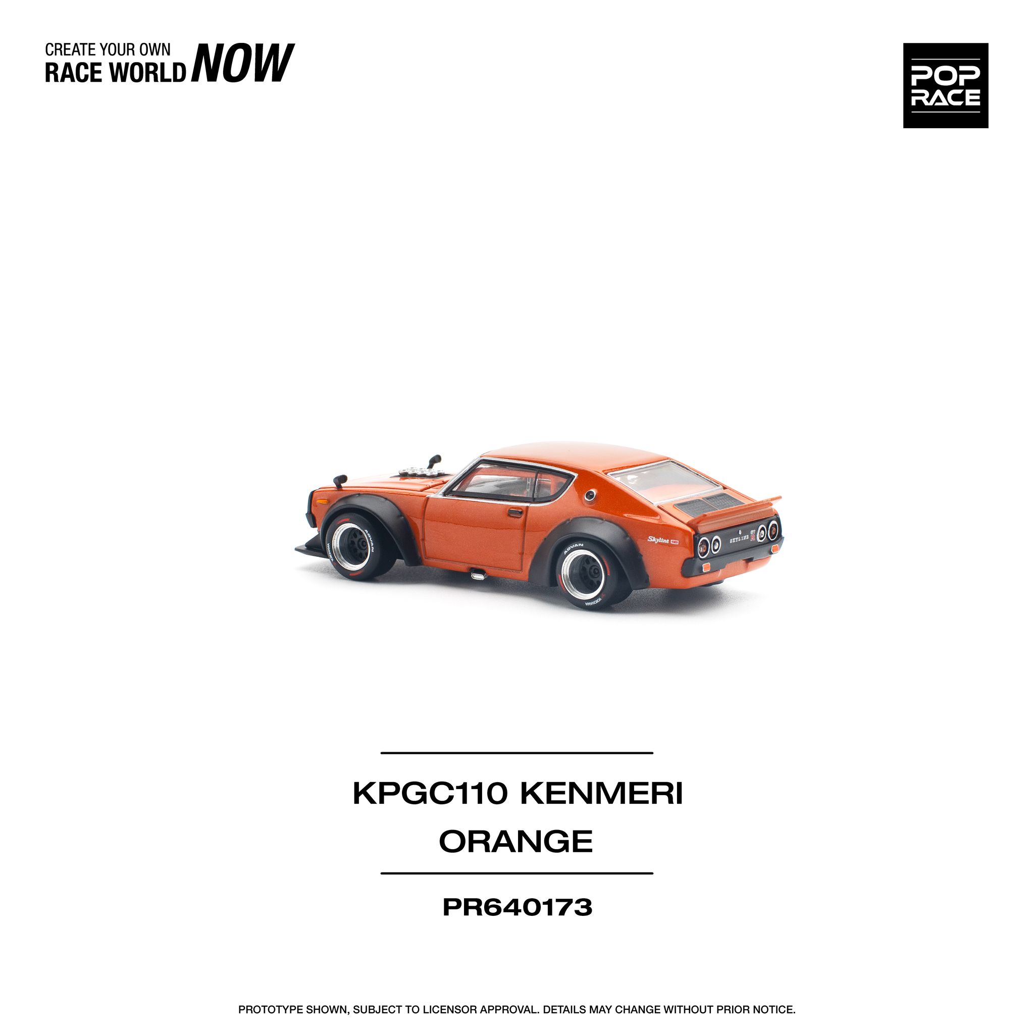 POP RACE MODEL 1/64 SKYLINE GT-R V8 DRIFT (KENMERI) - ORANGE_11