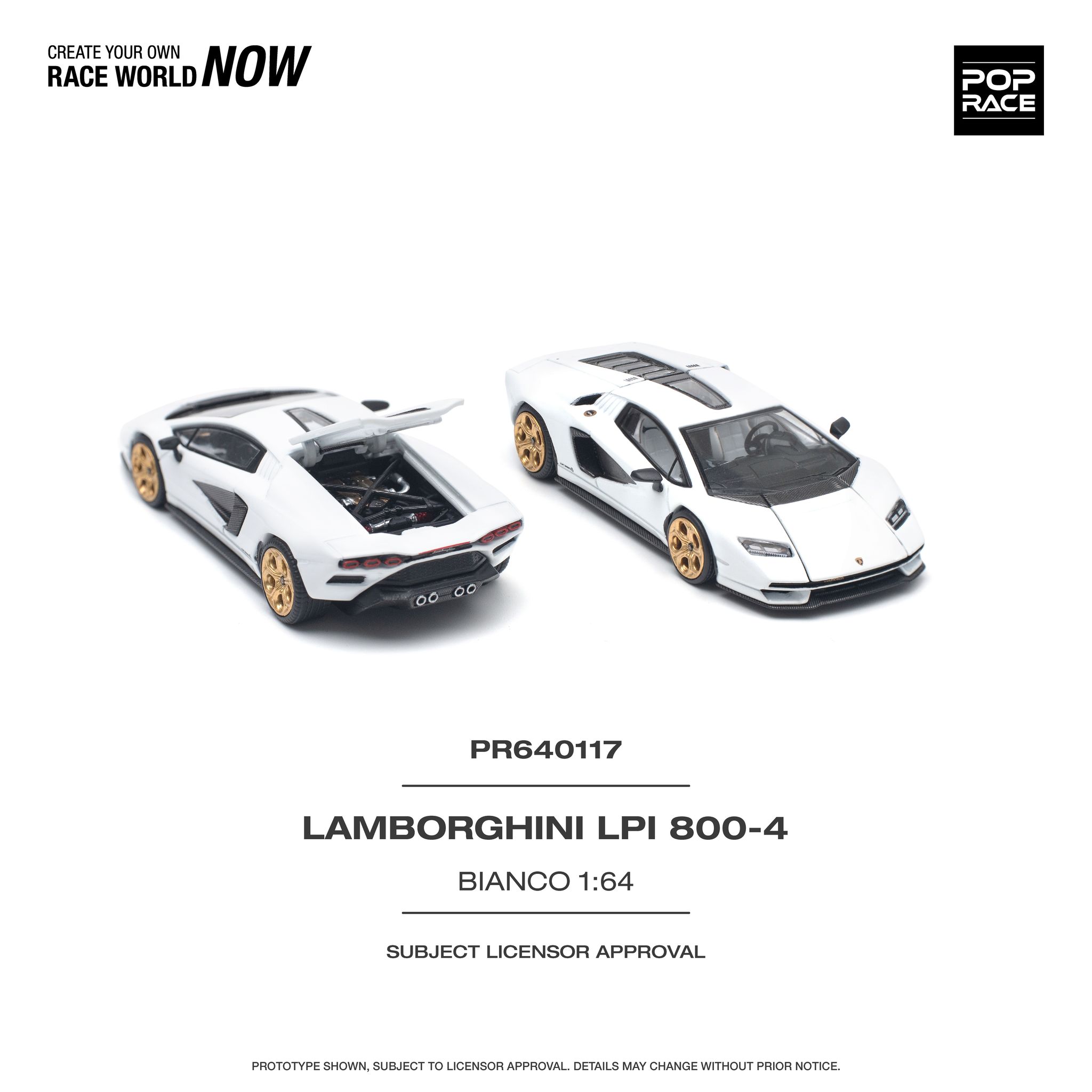 POP RACE MODEL 1/64 LAMBORGHINI COUNTACH LPI 800-4 BIANCO SIDERALE_8
