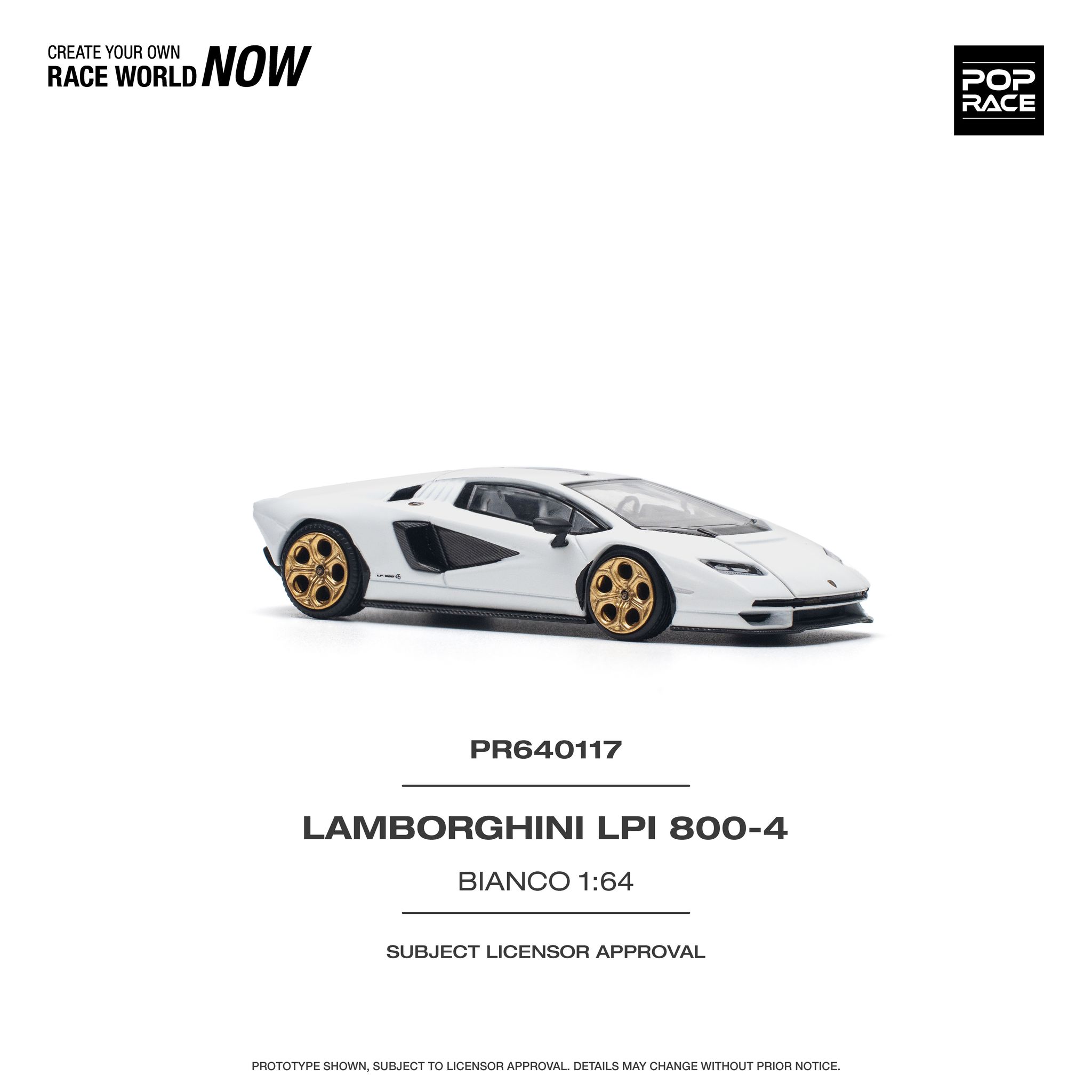 POP RACE MODEL 1/64 LAMBORGHINI COUNTACH LPI 800-4 BIANCO SIDERALE_2