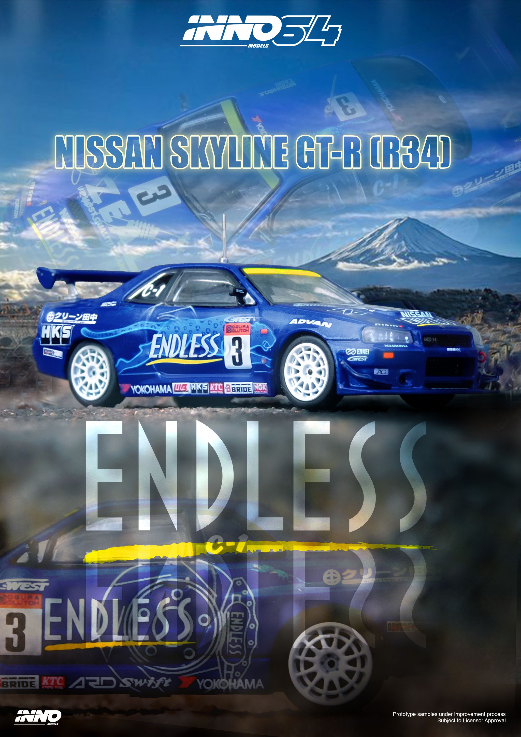 INNO MODEL 1/64 NISSAN SKYLINE GT-R (R34) #3 "ENDLESS ADVAN" Super Taikyu Series 2002 Winner_1
