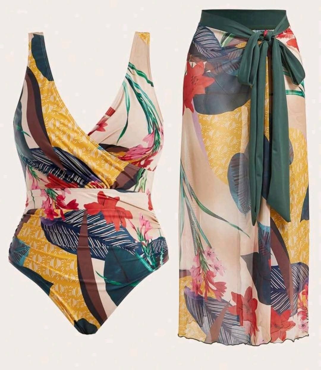 Ladies Plus Size Swimwear and Cover Up Set_8