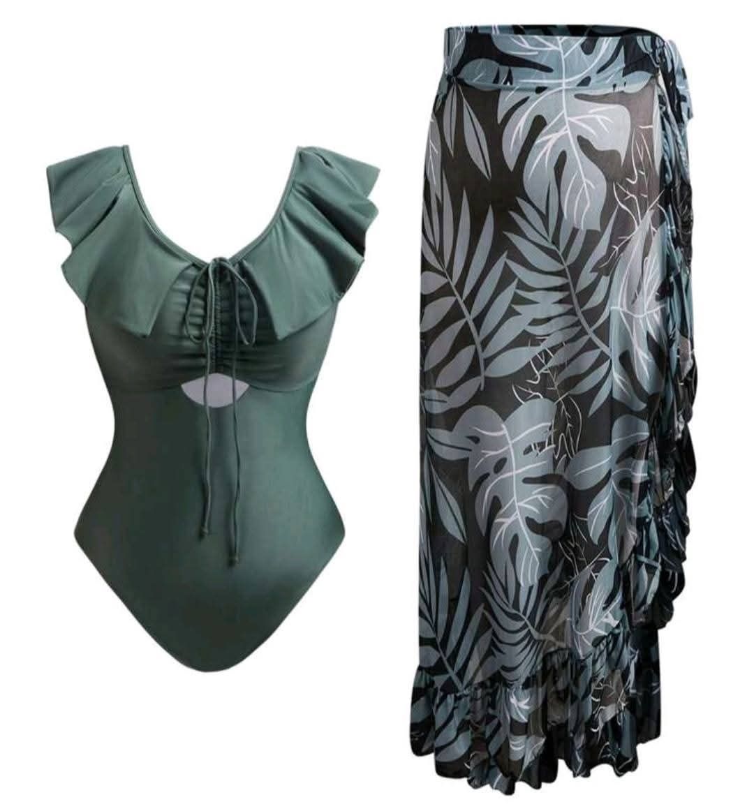 Ladies Plus Size Swimwear and Cover Up Set_10