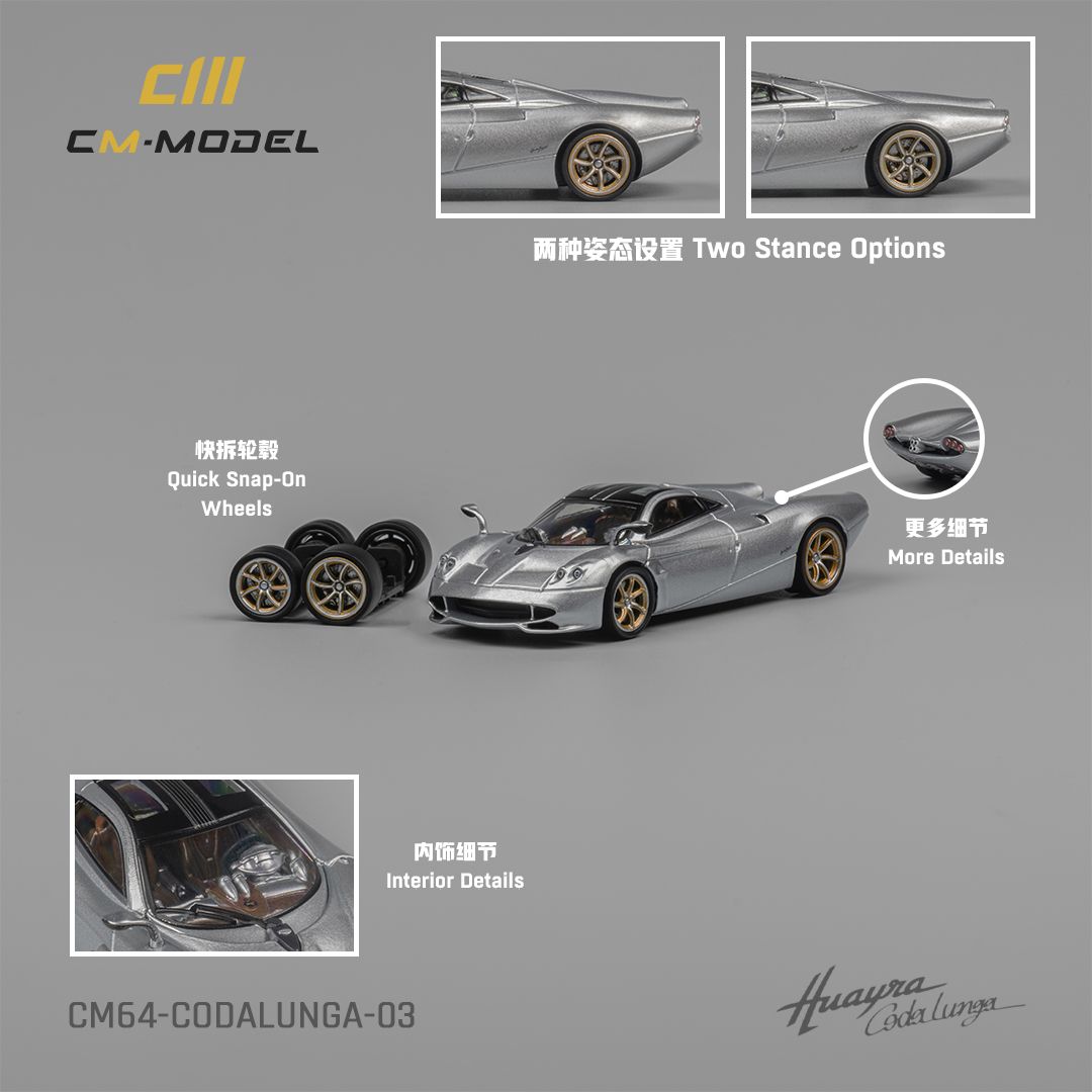 CM MODEL 1/64 PAGANI CODALUNGA - METALLIC SILVER_0