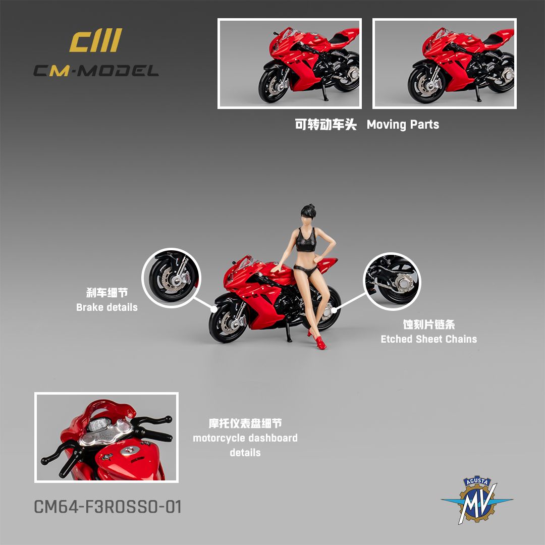 CM MODEL 1/64 MV AGUSTA F3ROSSO RED WITH SHOWGIRL_0
