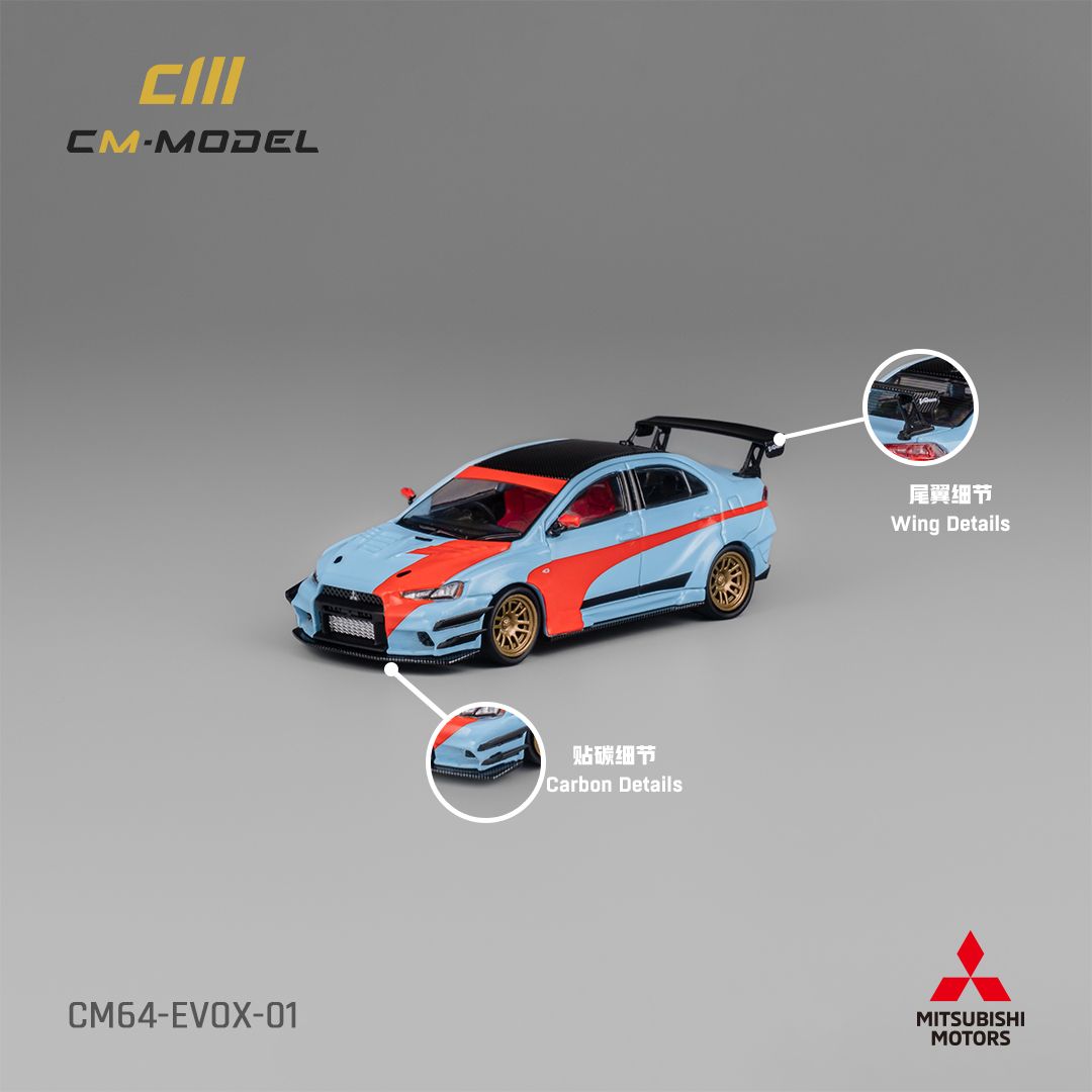 CM MODEL 1/64 MISUBISHI LANCER EVO 10 VARIS WIDEBODY - ORANGE & BLUE_0