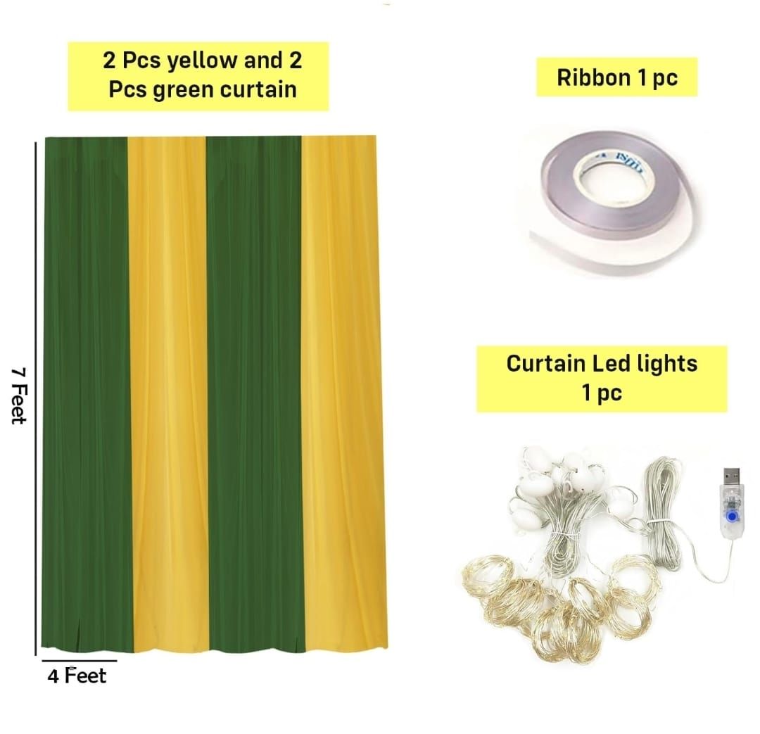 Ganpati Decoration Backdrop (Green and yellow)_1