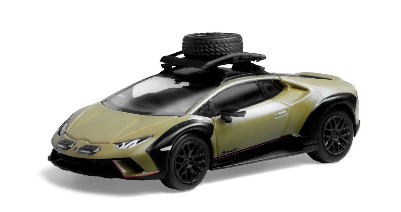 SPARKY MODEL 1/64 LAMBORGHINI HURACÁN STERRATO WITH A ROOF RACK AND A WHEEL - GREEN_2