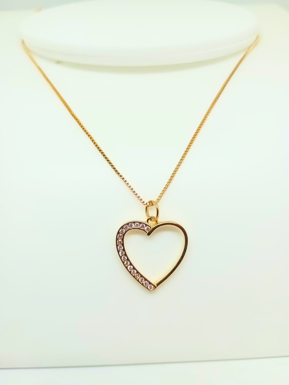 Gargantilha Coração com Micro Zircônias banhada a Ouro 18k _0