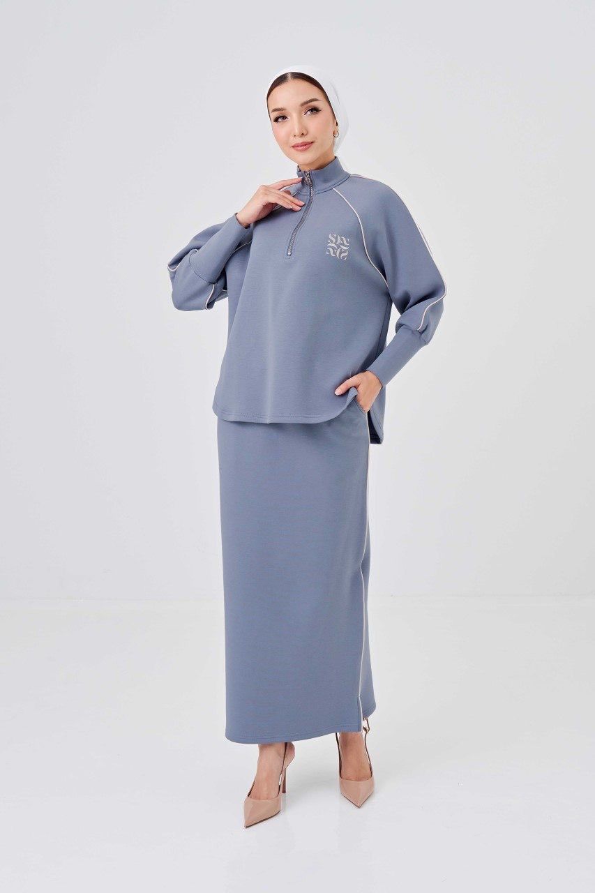 (Pre-order) She Dazzle Avenna Skirt set - Greyish Blue_0
