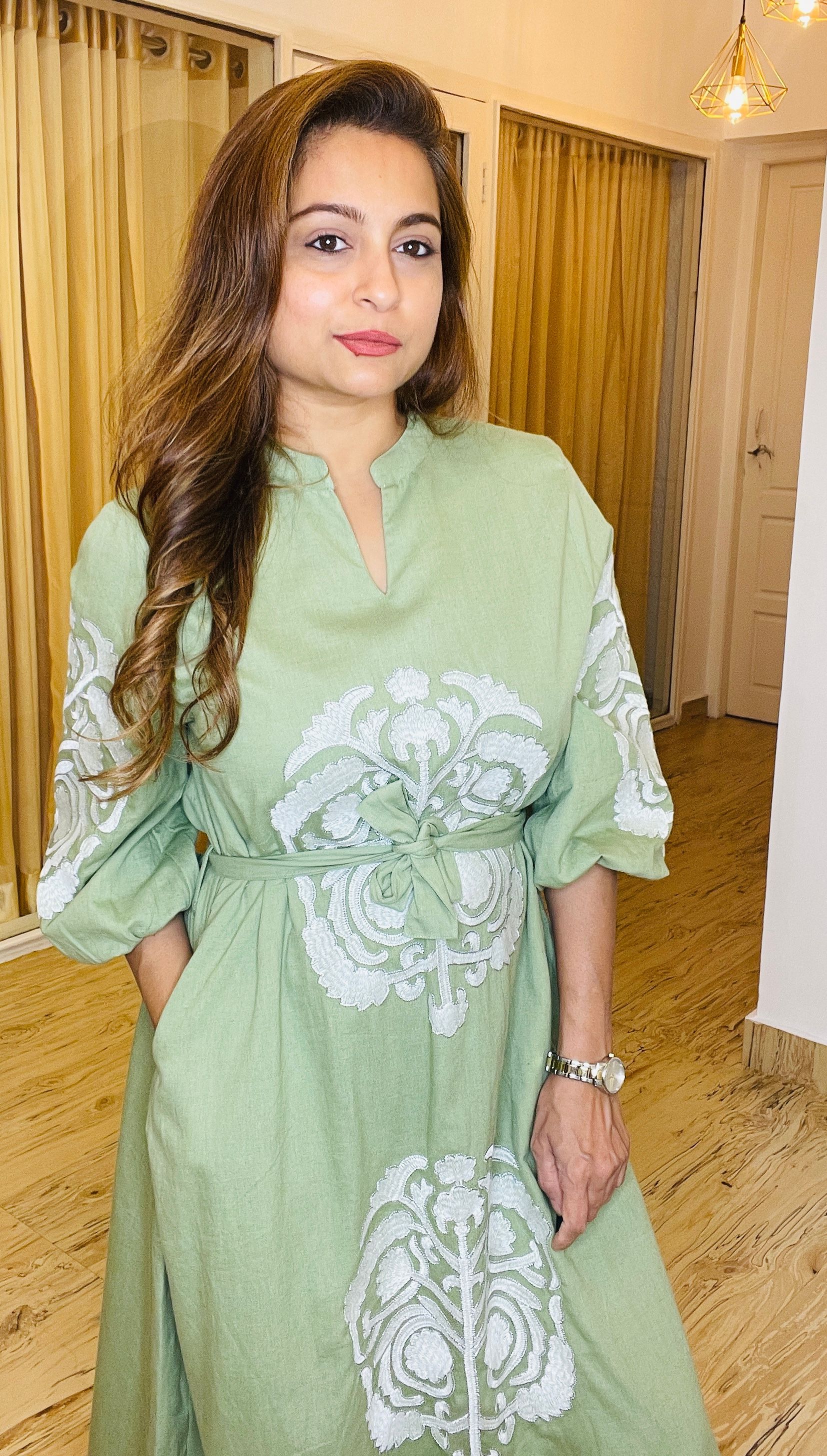 Green Khadi Dress_1