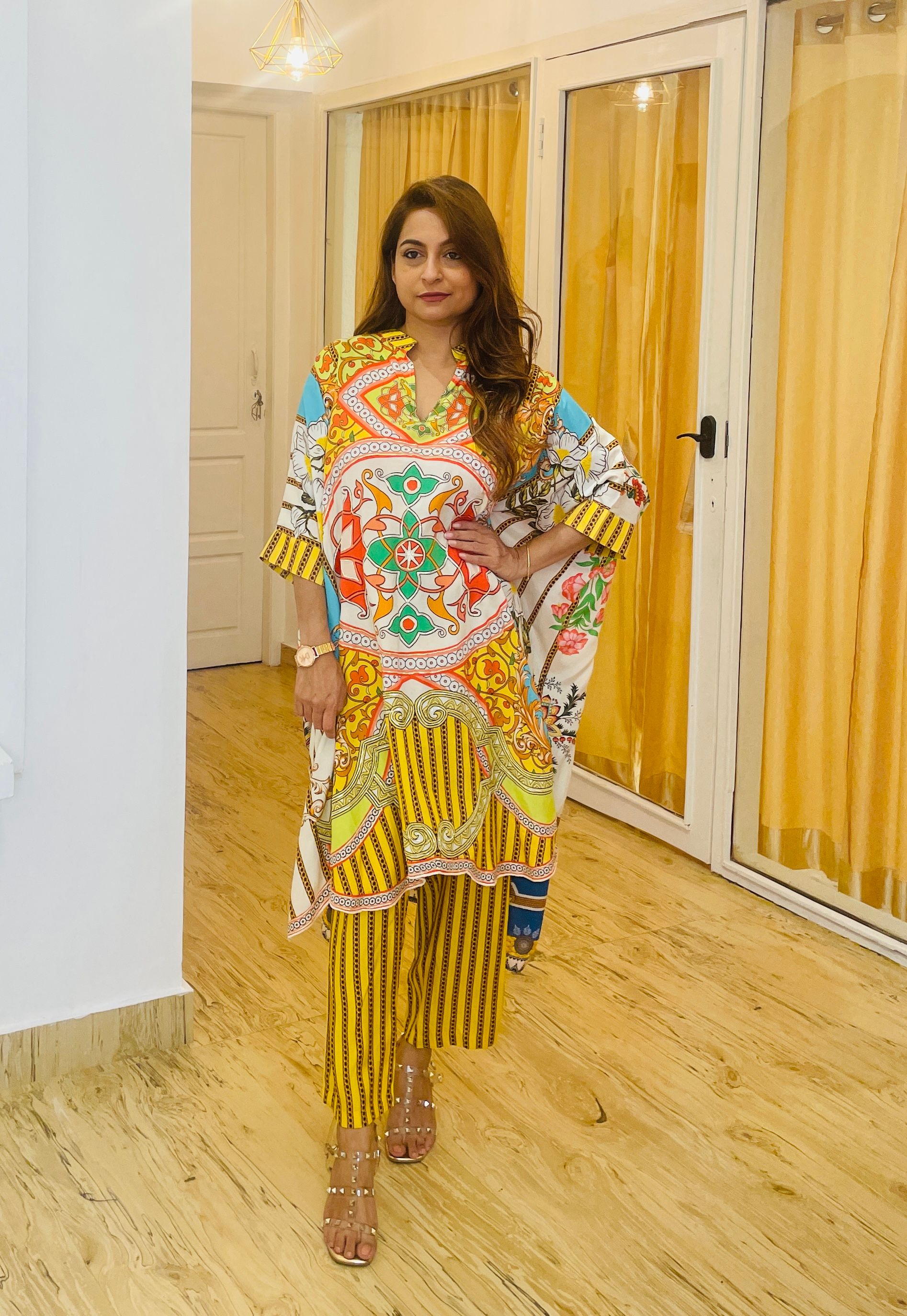 Multicolour Kaftan Set_0