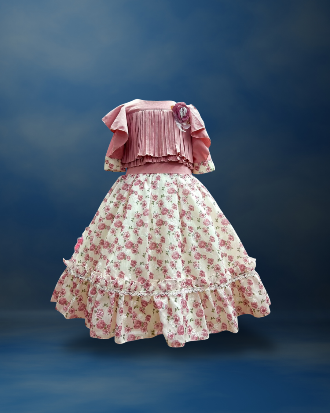 Pink - Nabotique Girl's Flower Print Chiffon Dress_0