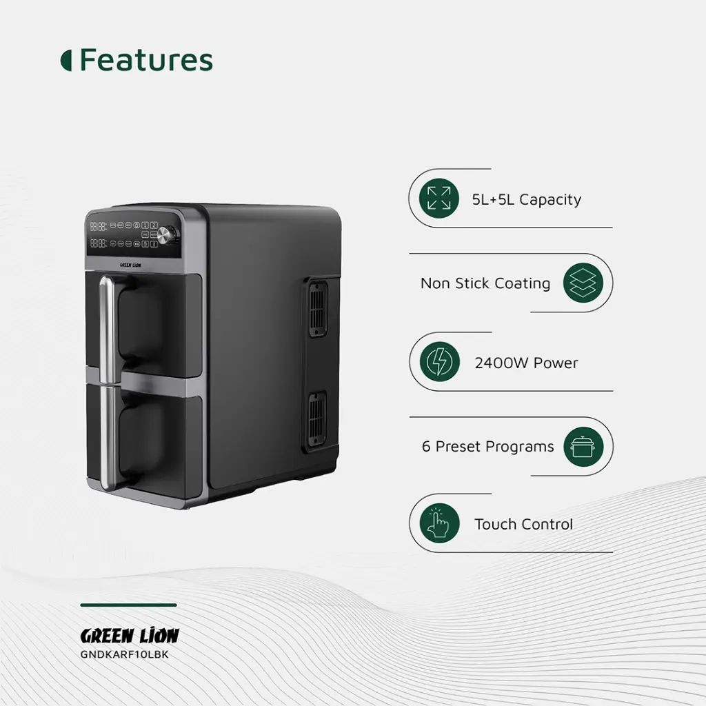 Green Lion 10L Double-Decker Air Fryer - Black_6