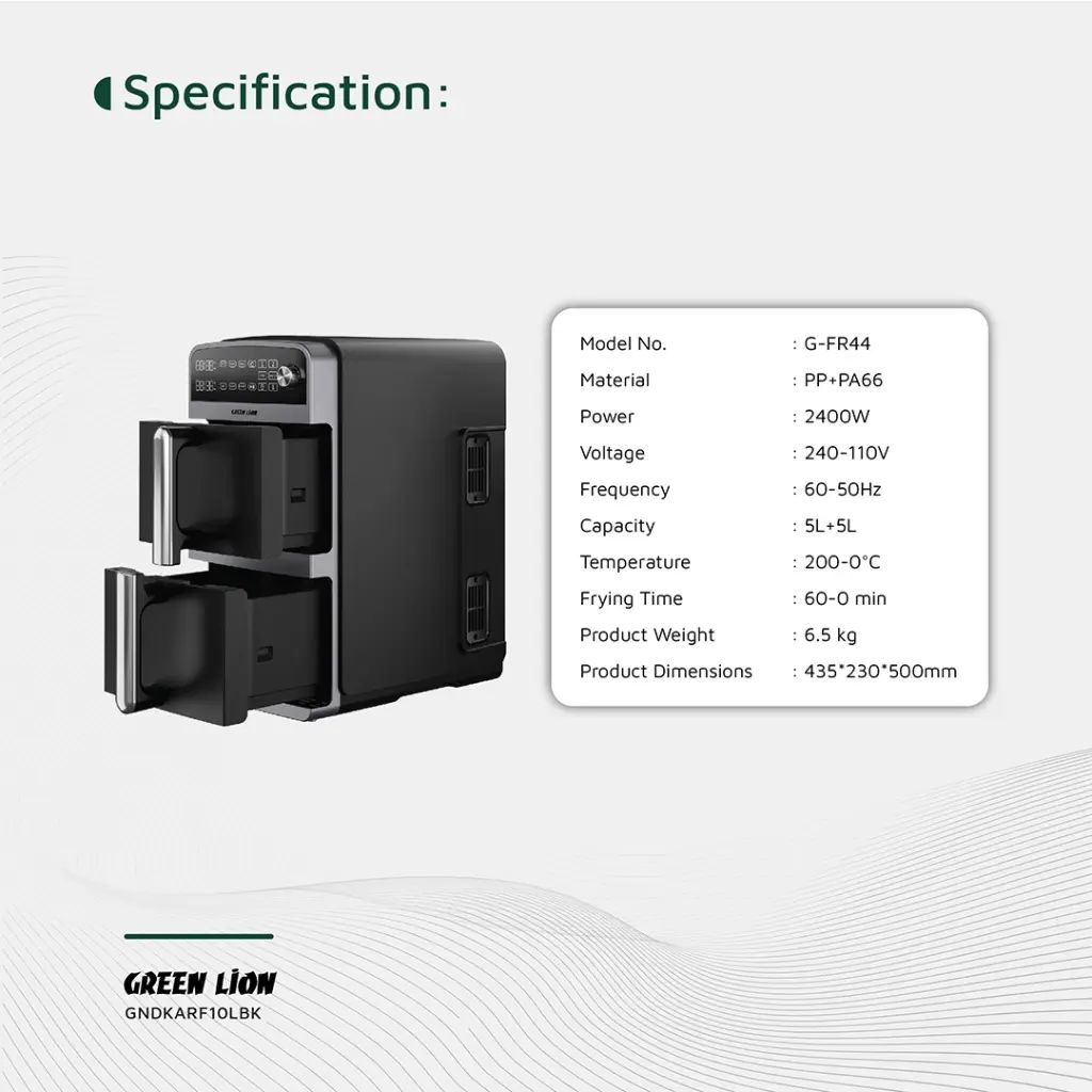 Green Lion 10L Double-Decker Air Fryer - Black_1