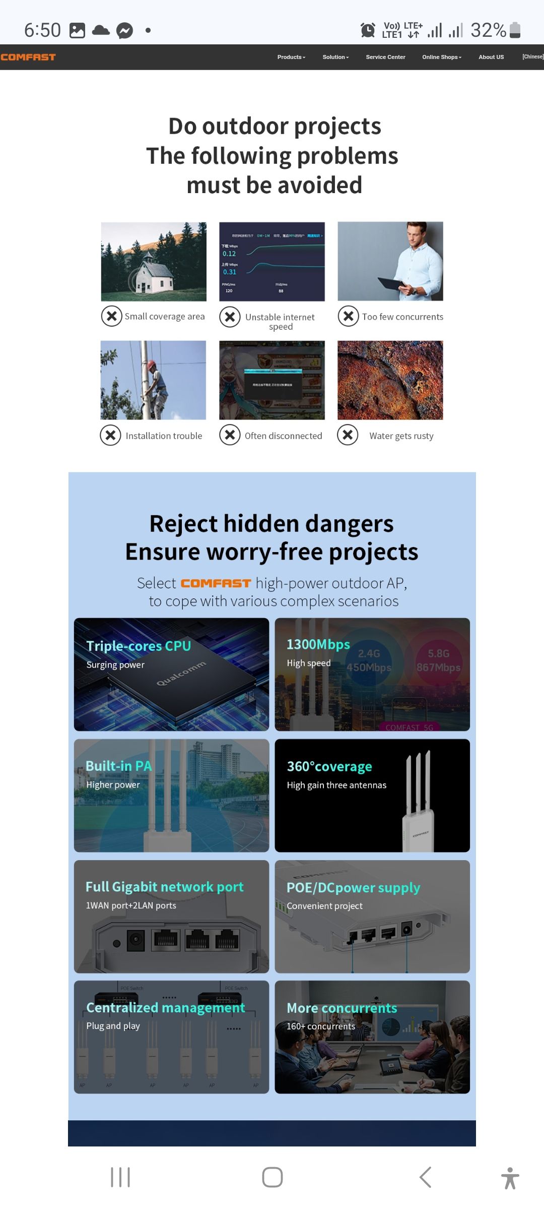 COMFAST CF-EW85 1300Mbps High Power Outdoor Router Dual Band 2.4Ghz&5GHz WiFi Coverage Extender Outdoor Access Point_1