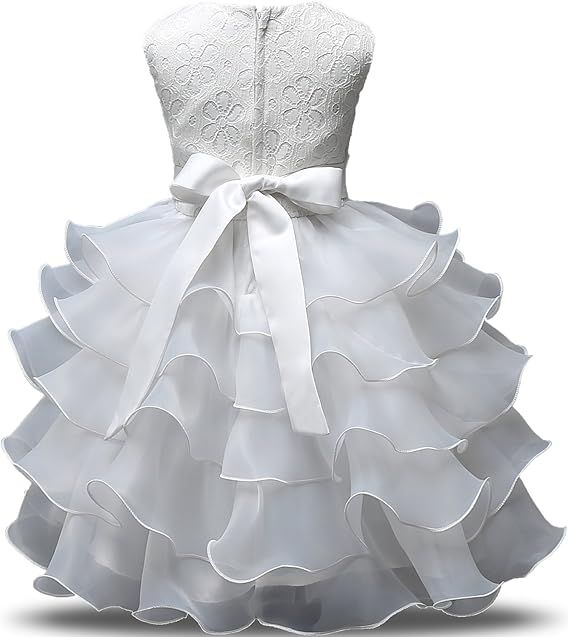 Kids Ruffles Lace Party Wedding Dresses_1