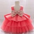 Nabotique - Toddler Girls Net Yarn Embroidery Rhinestone Bowknot Birthday Party Gown Long Dresses Headband Suit_2