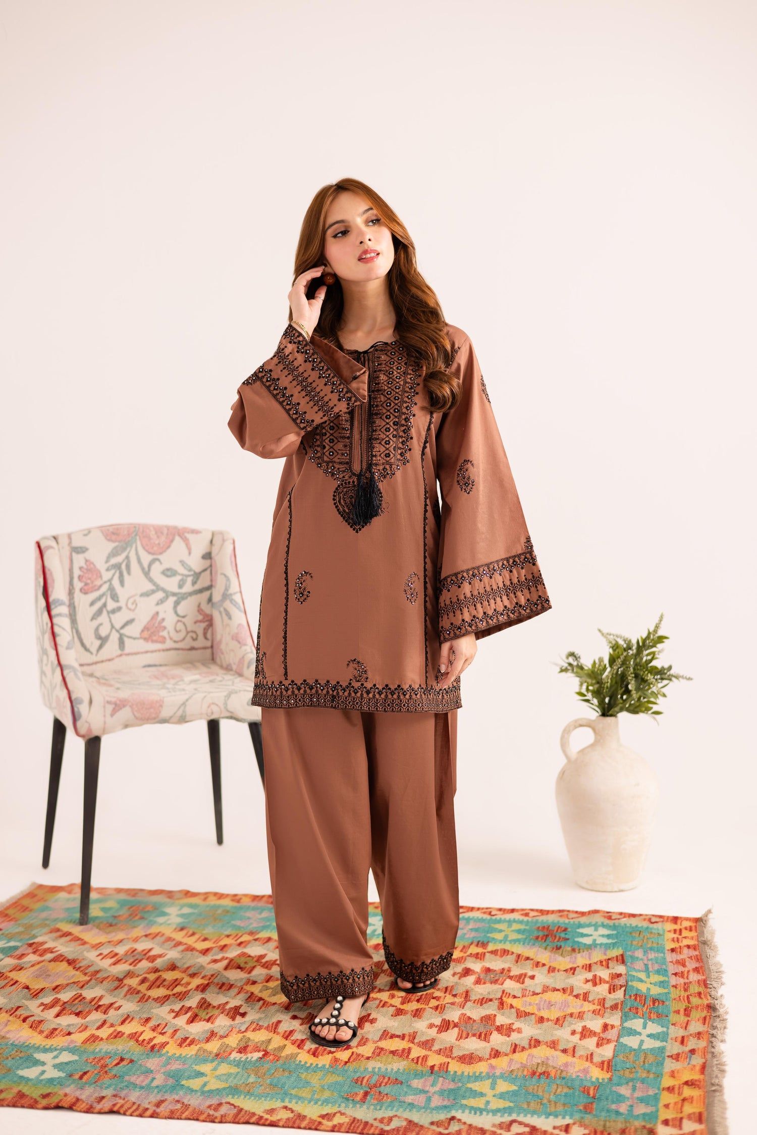 2PC Embroidered Dress - 1126_0