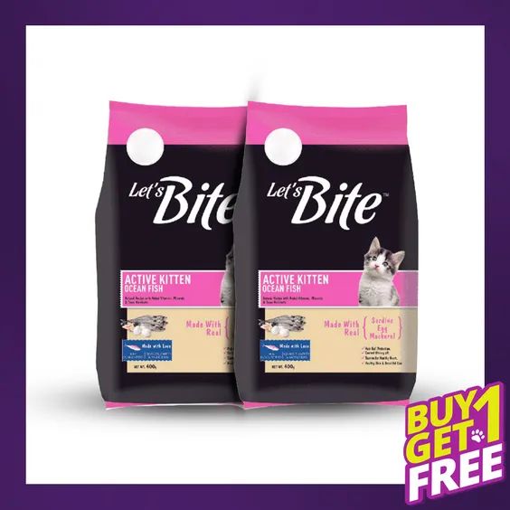 Let&#8217;s Bite Cat Food Active Kitten 400g Buy 1 Get 1 Free_1