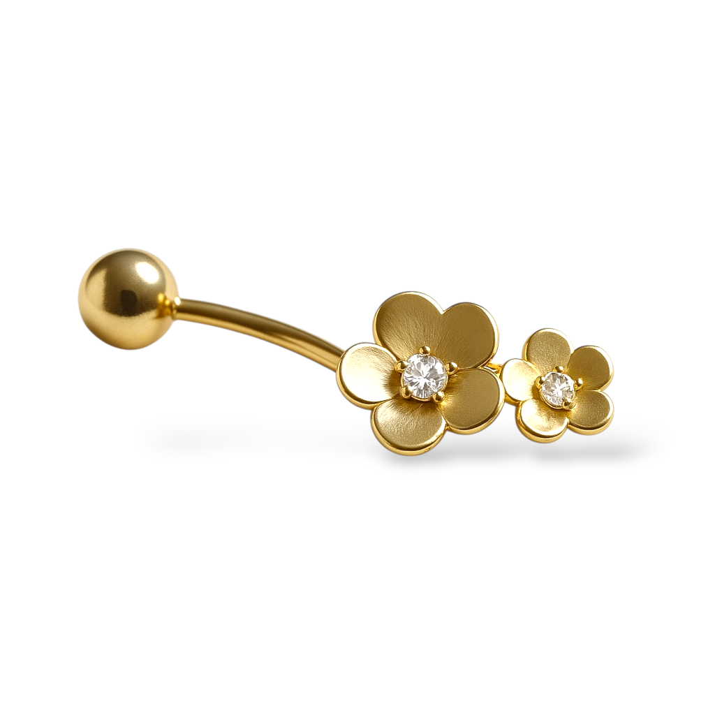 10k yellow gold double clover piercing _0
