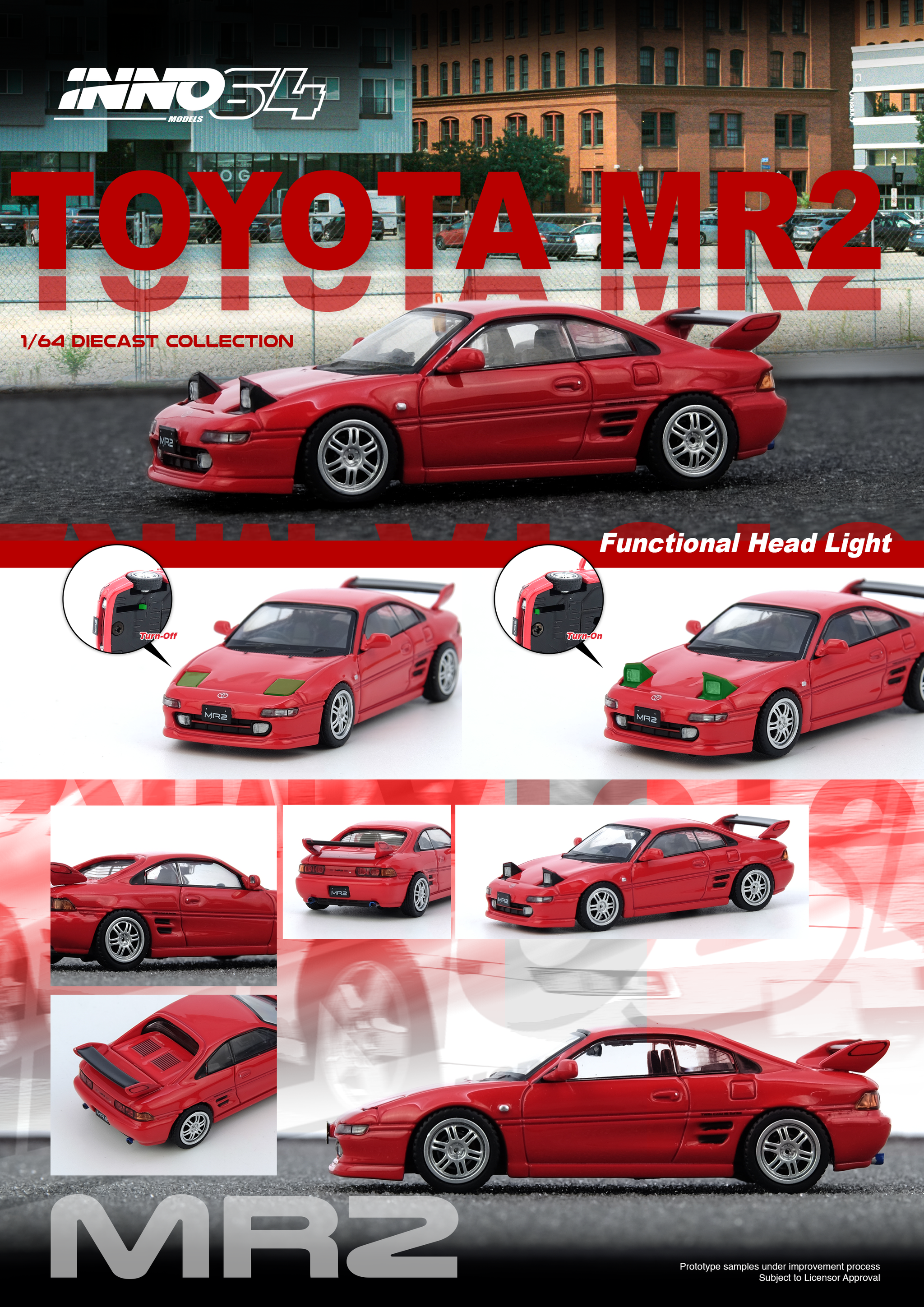 INNO MODEL 1/64 TOYOTA MR2 (SW20) - RED_0