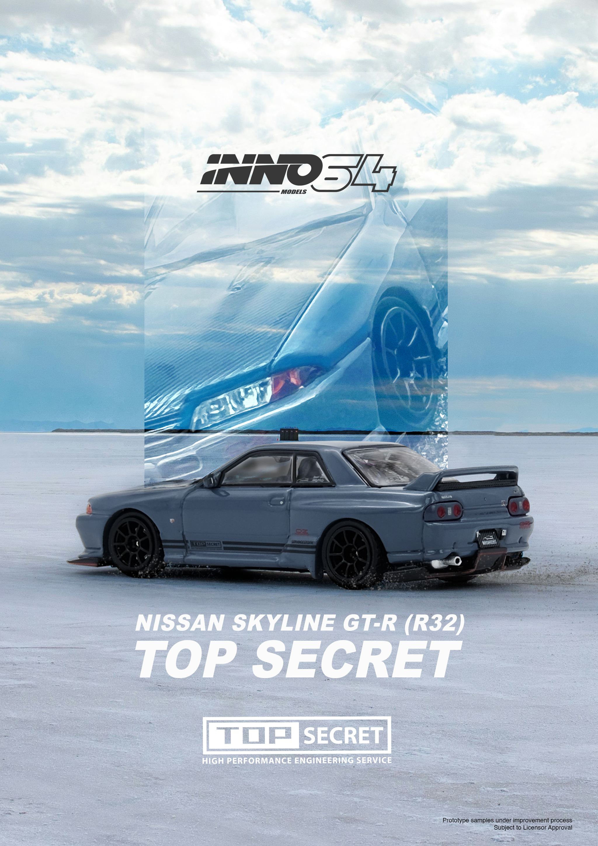 INNO MODEL 1/64 NISSAN SKYLINE GT-R (R32) TOP SECRET - STEALTH GREY_3