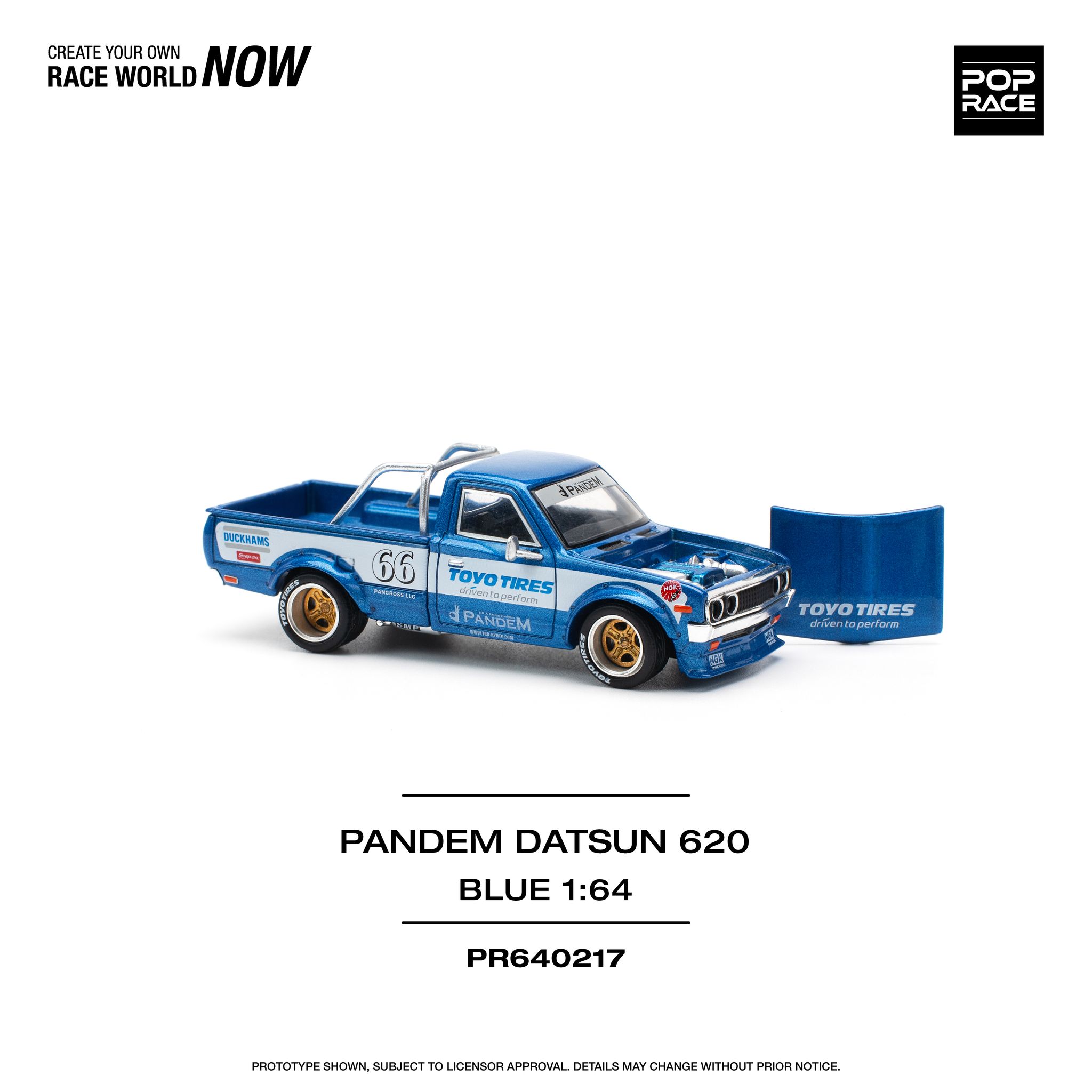 POP RACE MODEL 1/64 DATSUN 620 PANDEM - BLUE_2