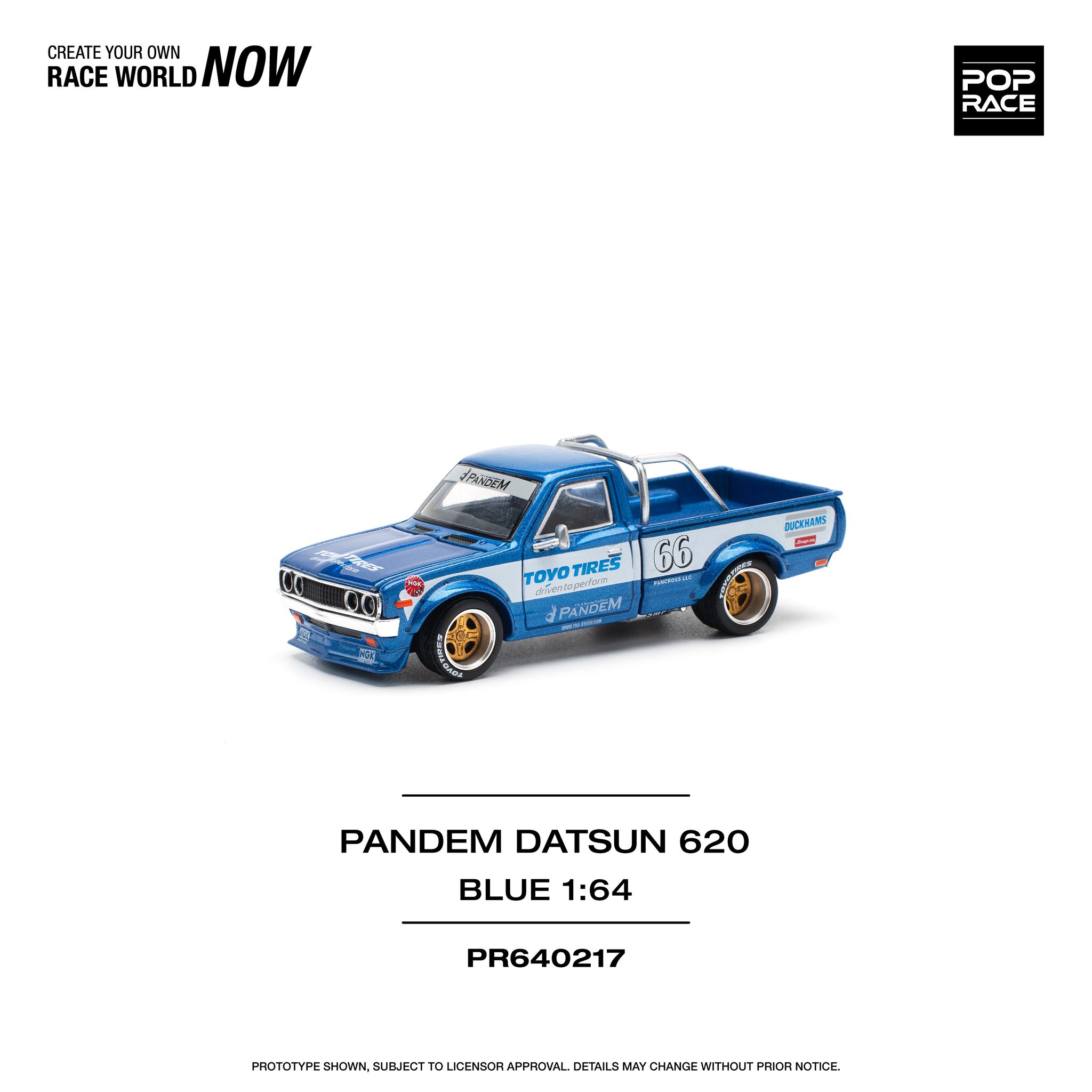 POP RACE MODEL 1/64 DATSUN 620 PANDEM - BLUE_1