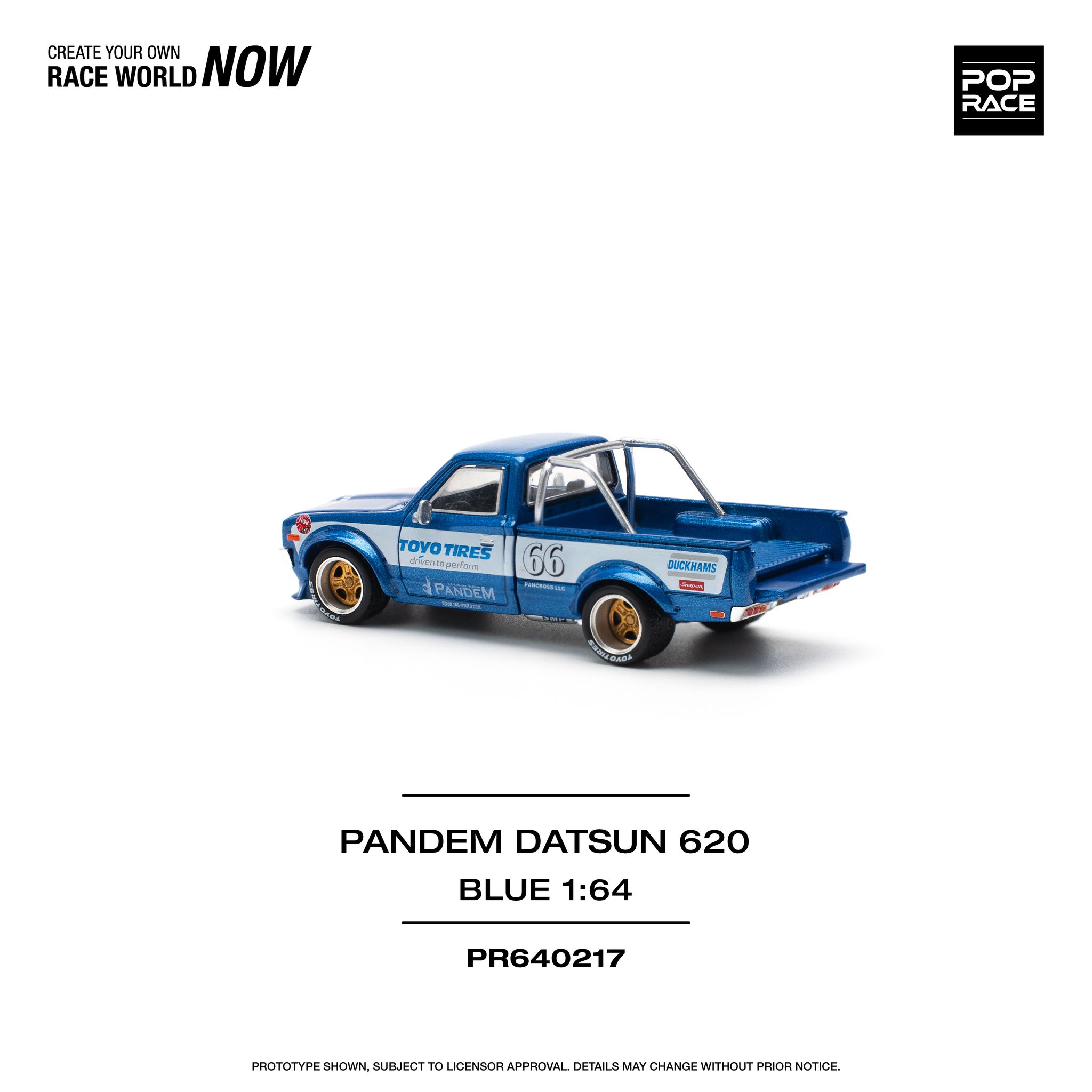 POP RACE MODEL 1/64 DATSUN 620 PANDEM - BLUE_6