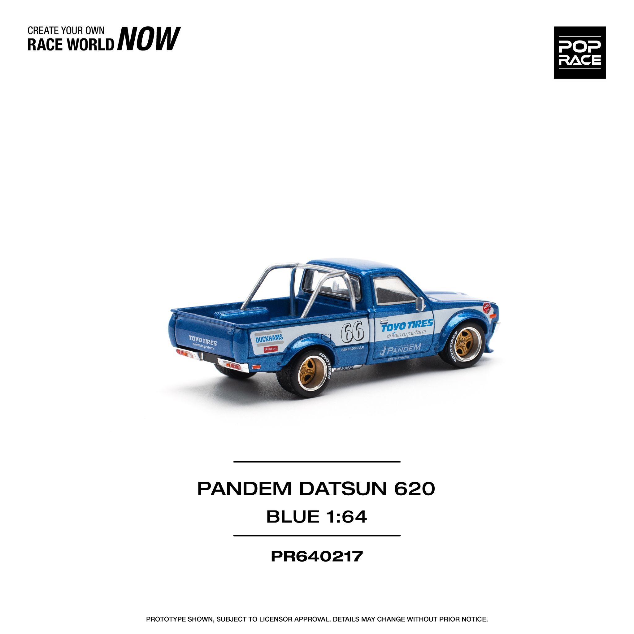 POP RACE MODEL 1/64 DATSUN 620 PANDEM - BLUE_5