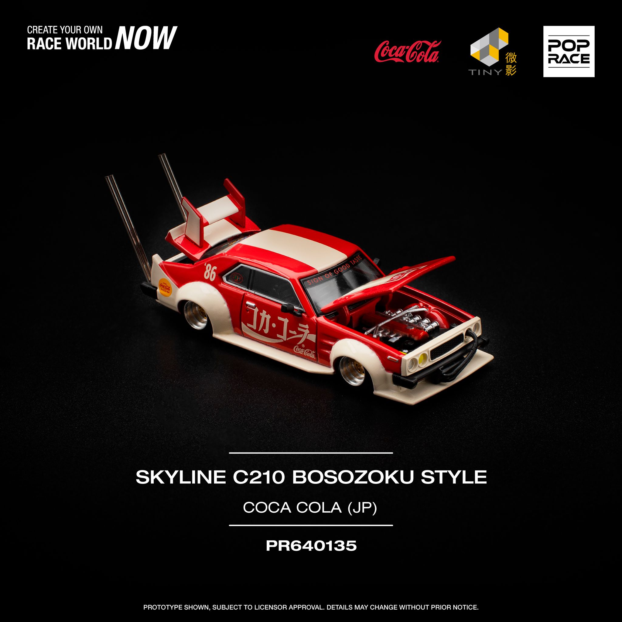POP RACE MODEL 1/64 SKYLINE C210 KAIDO RACER (BOSOZOKU STYLE) - COLA JP_13