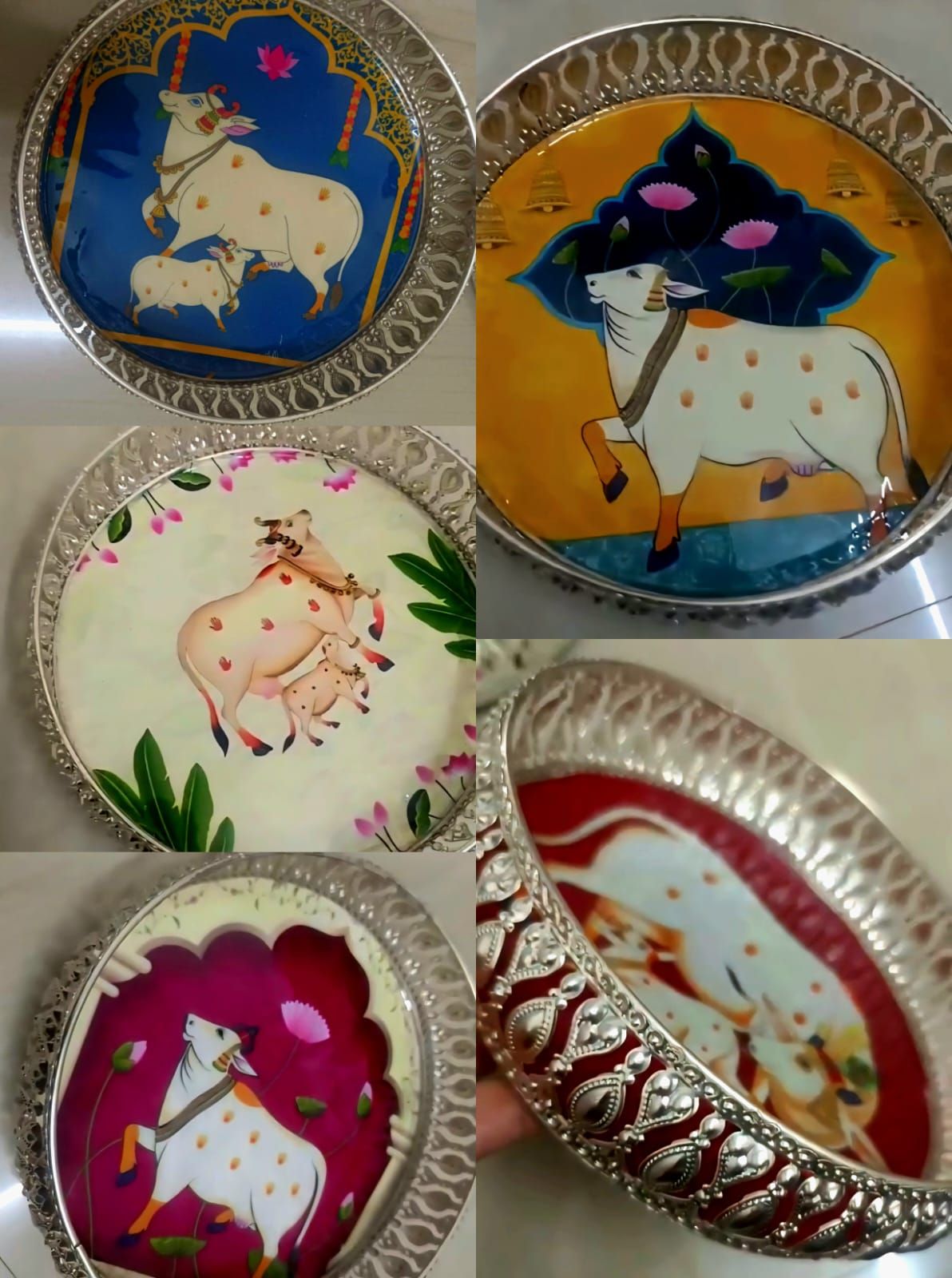 German silver pichwai trays (8 inches)_0