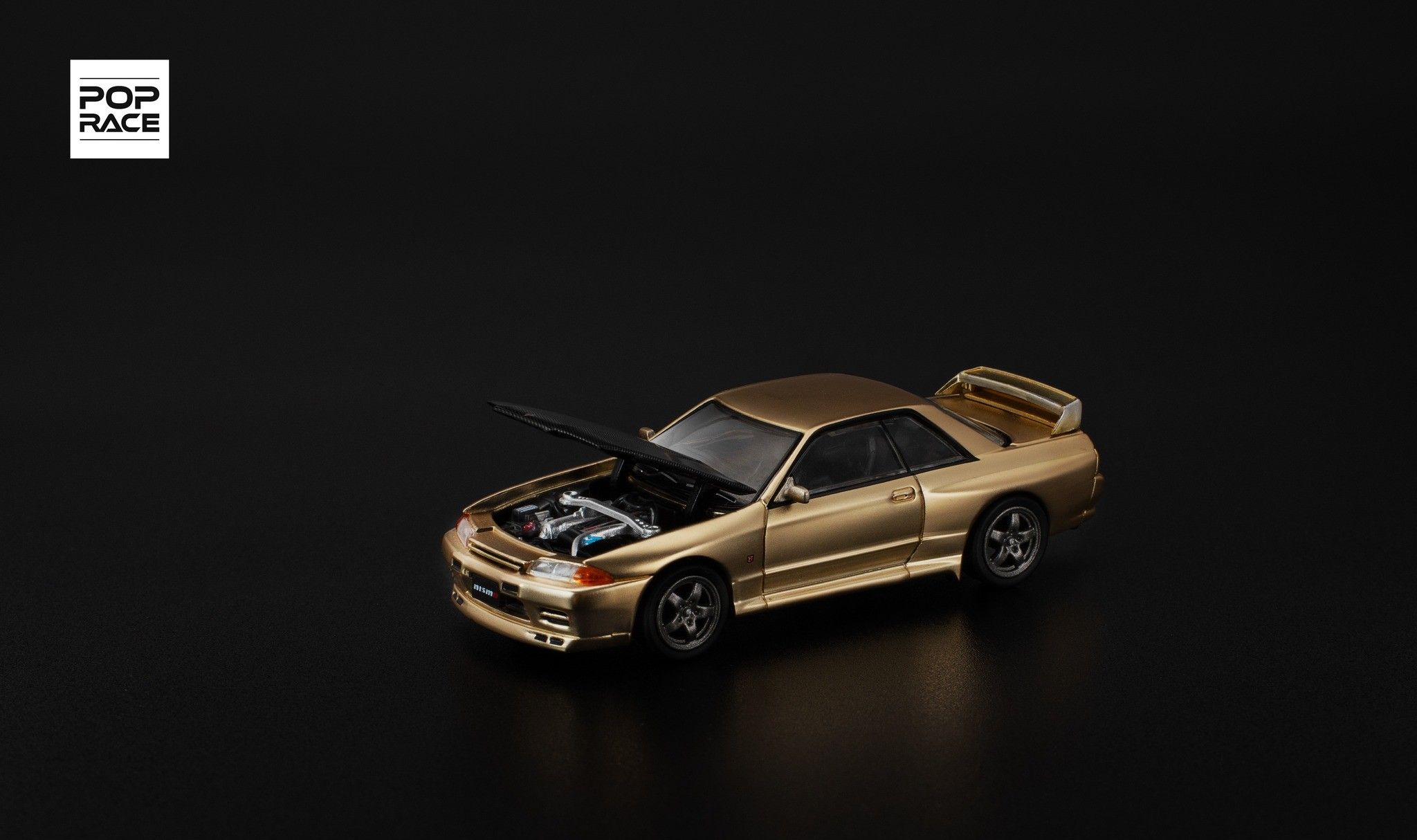 POP RACE MODEL 1/64 NISSAN SKYLINE GT-R (R32) - CHROME GOLD (TASKL25)_2