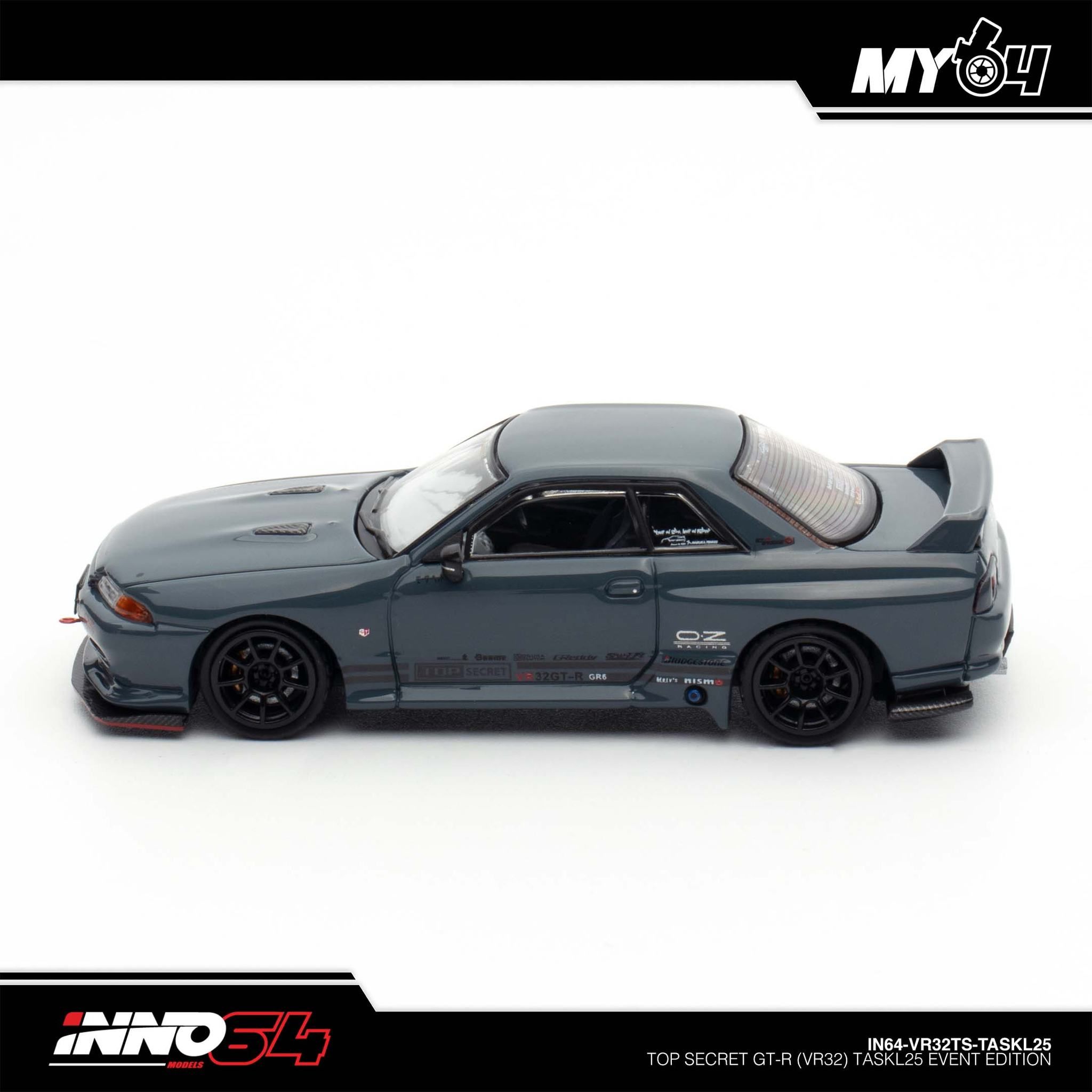 INNO MODEL 1/64 NISSAN SKYLINE GT-R (R32) TOP SECRET - STEALTH GREY (TASKL25)_3