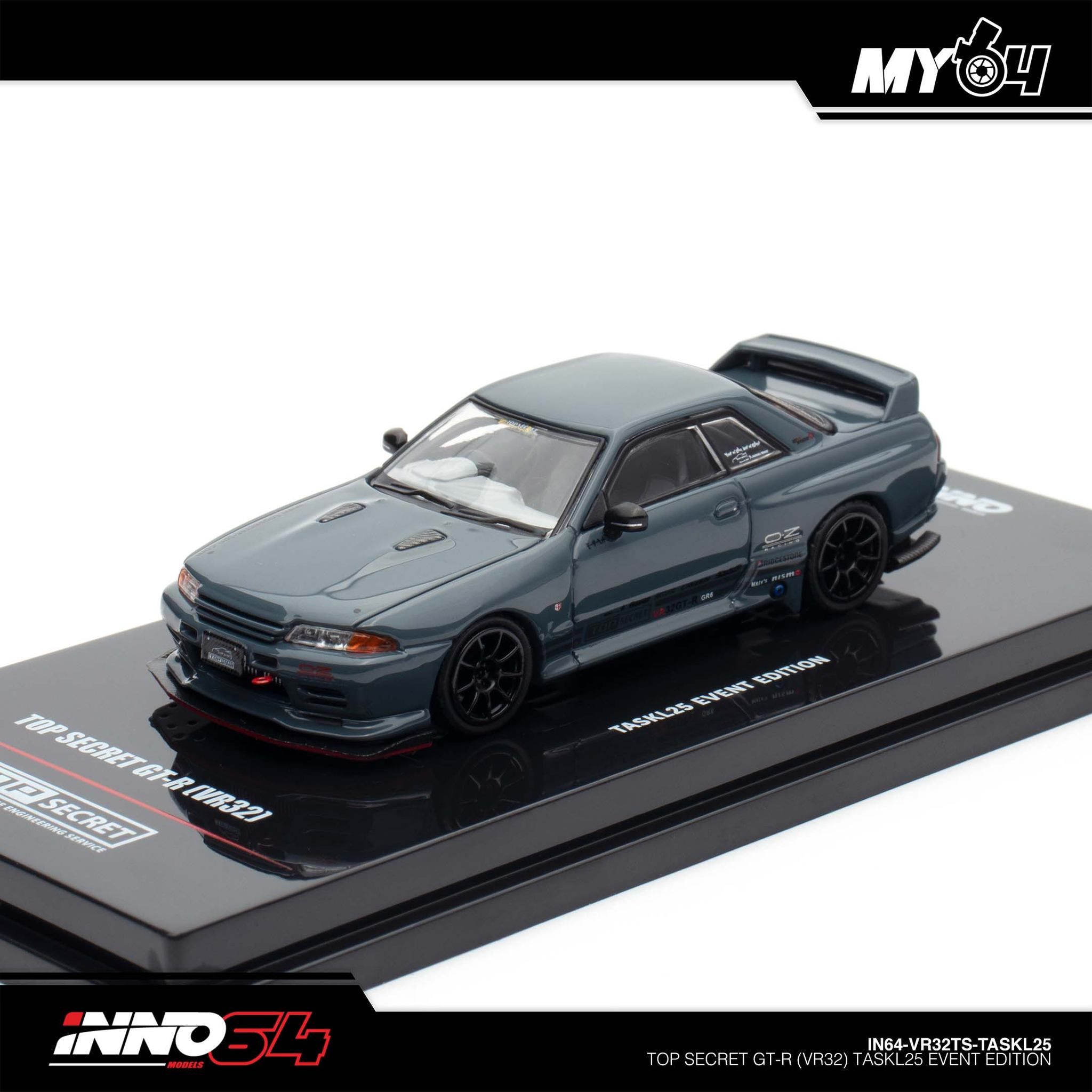 INNO MODEL 1/64 NISSAN SKYLINE GT-R (R32) TOP SECRET - STEALTH GREY (TASKL25)_0