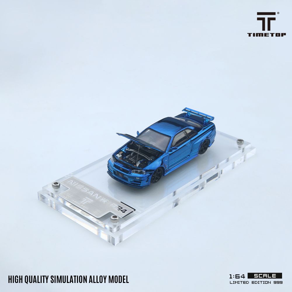 TIME TOP MODEL 1/64 NISSAN SKYLINE GT-R (R34) - BLUE CARBON_0
