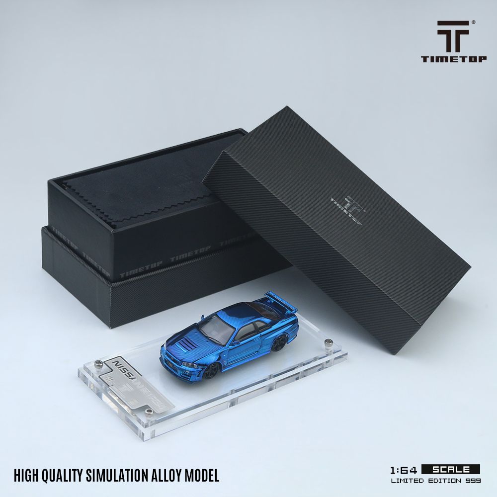 TIME TOP MODEL 1/64 NISSAN SKYLINE GT-R (R34) - BLUE CARBON_2