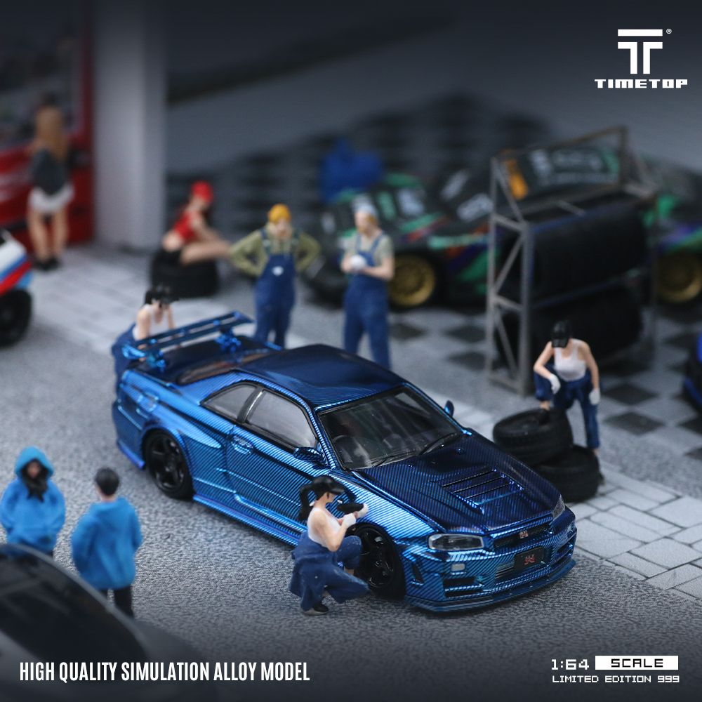 TIME TOP MODEL 1/64 NISSAN SKYLINE GT-R (R34) - BLUE CARBON_7