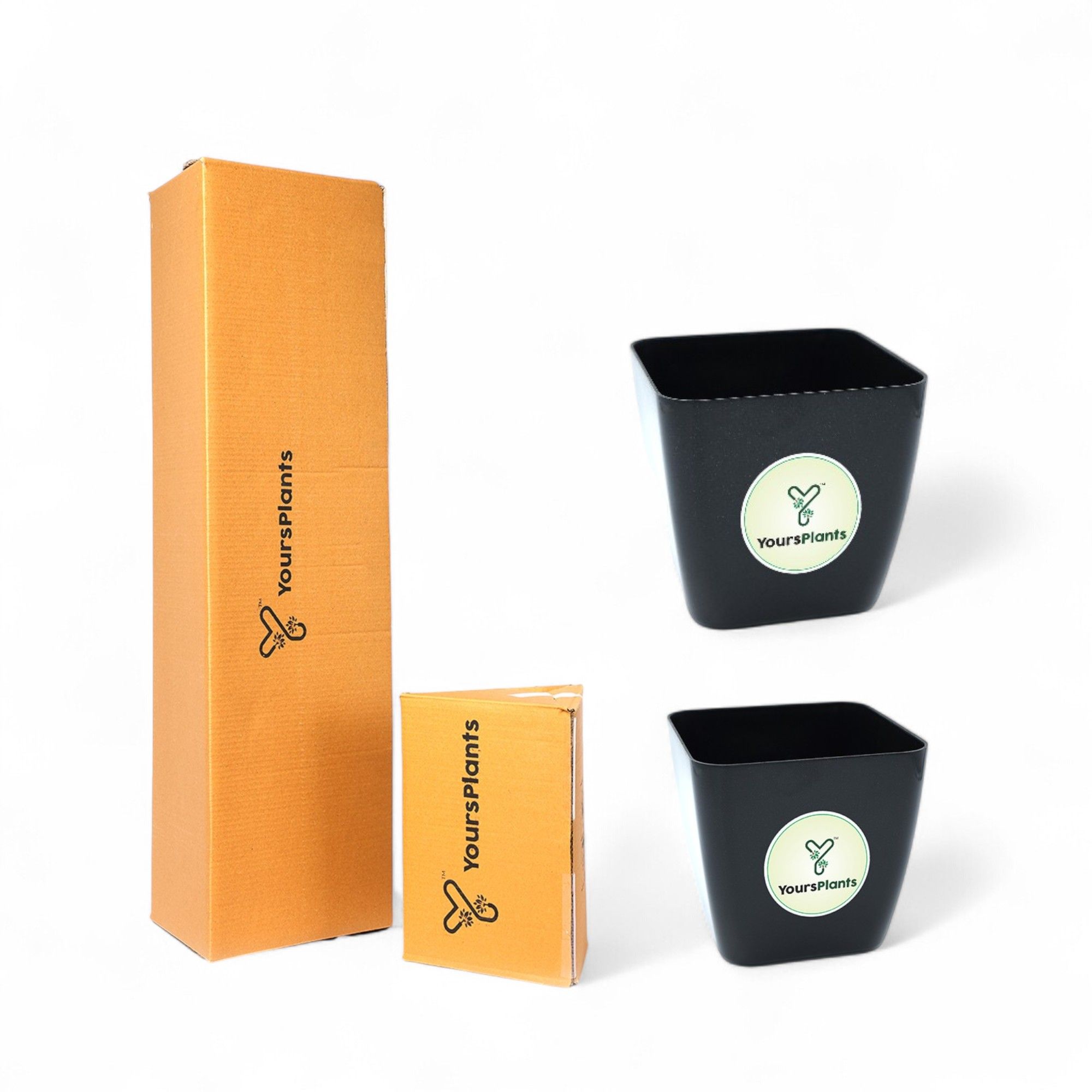 Siena Square Planters | Pack of 2 Black Pot_4